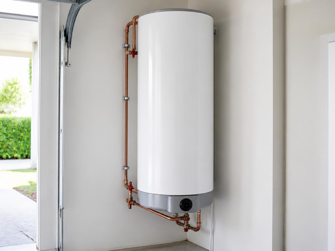 Chauffe-eau neuf installé avec raccordements cuivre